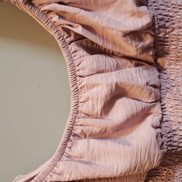 Love Tree Mauve Puff Sleeve, Ruched and Smocked Bodycon Dress, L - Picture 7 of 7